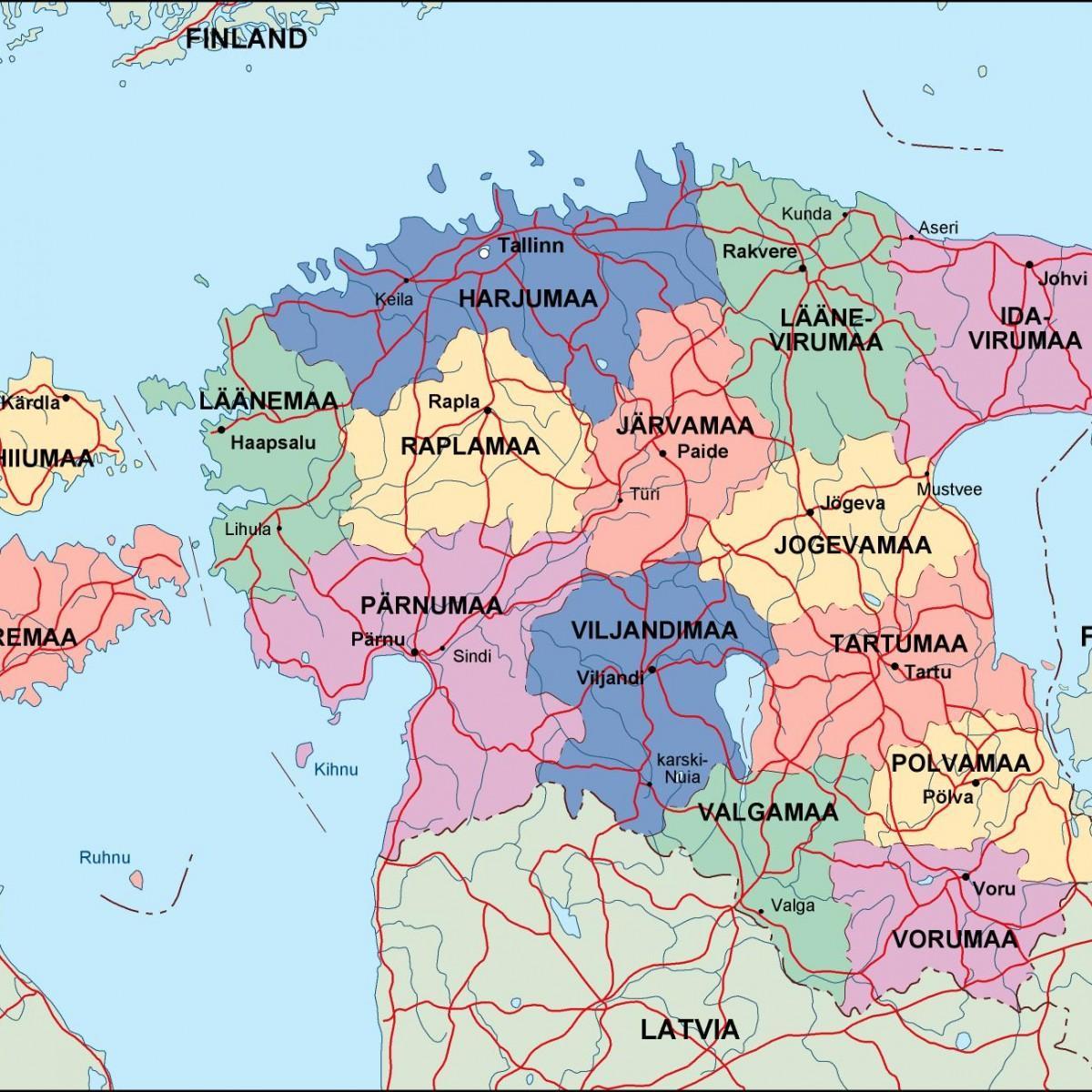 карта Естонії політичні