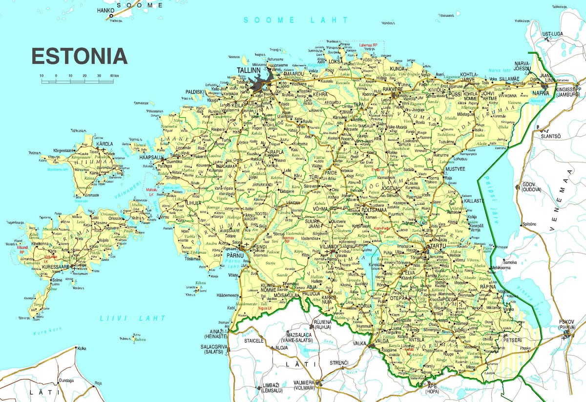 карта Естонії дорозі