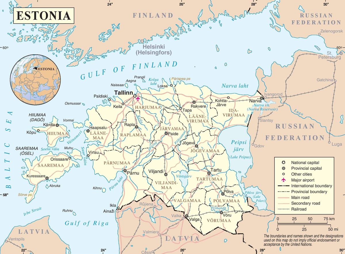 Естонія на карті