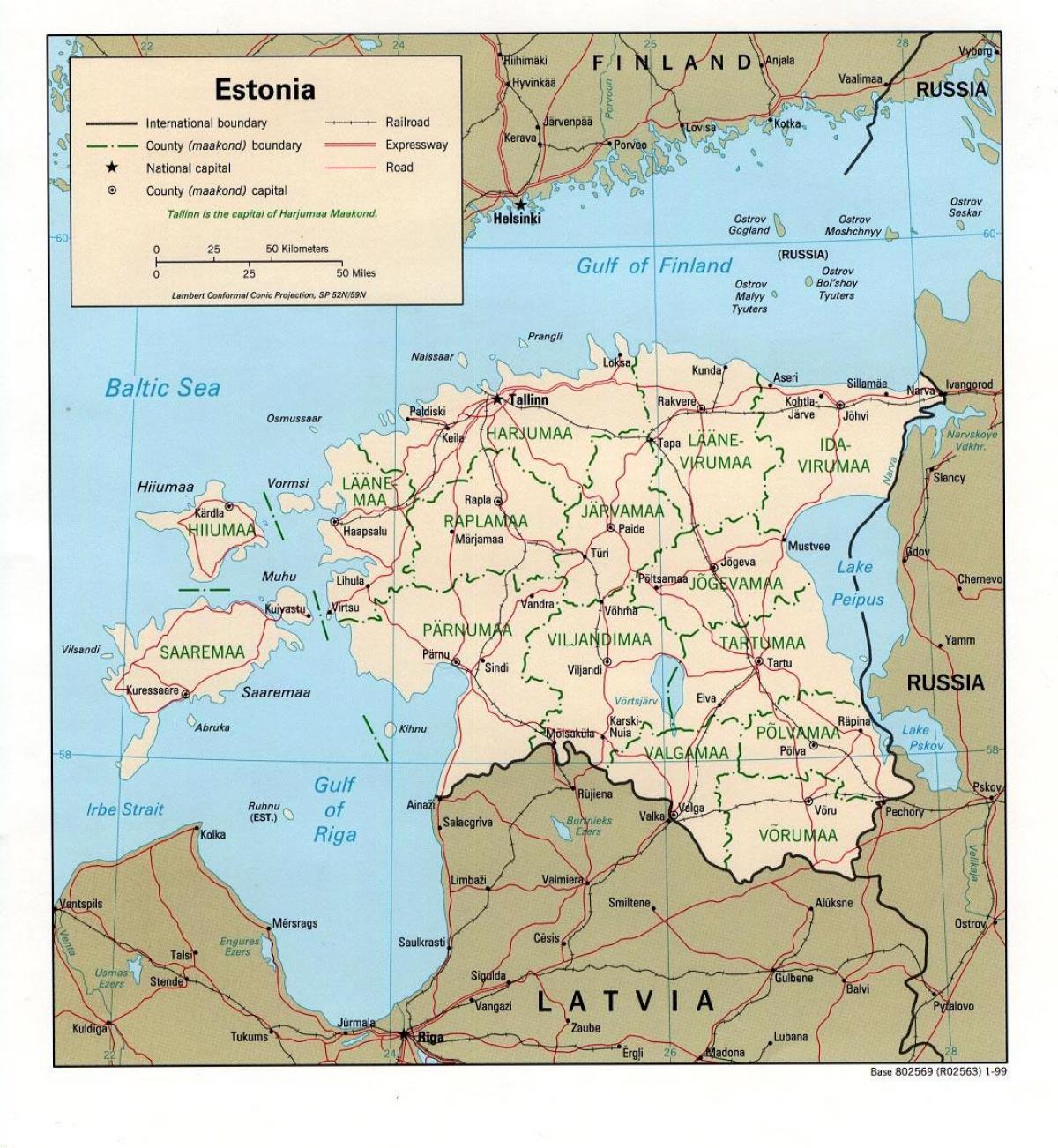 карта Естонії, карта проїзду 
